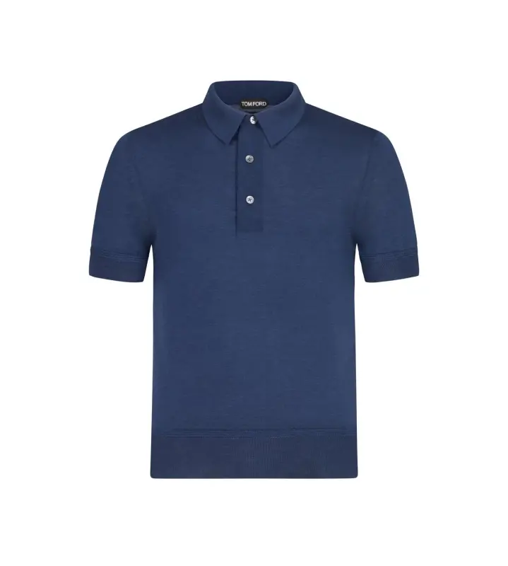 FINE GAUGE CASHMERE SILK POLO MIDNIGHT BLUE online